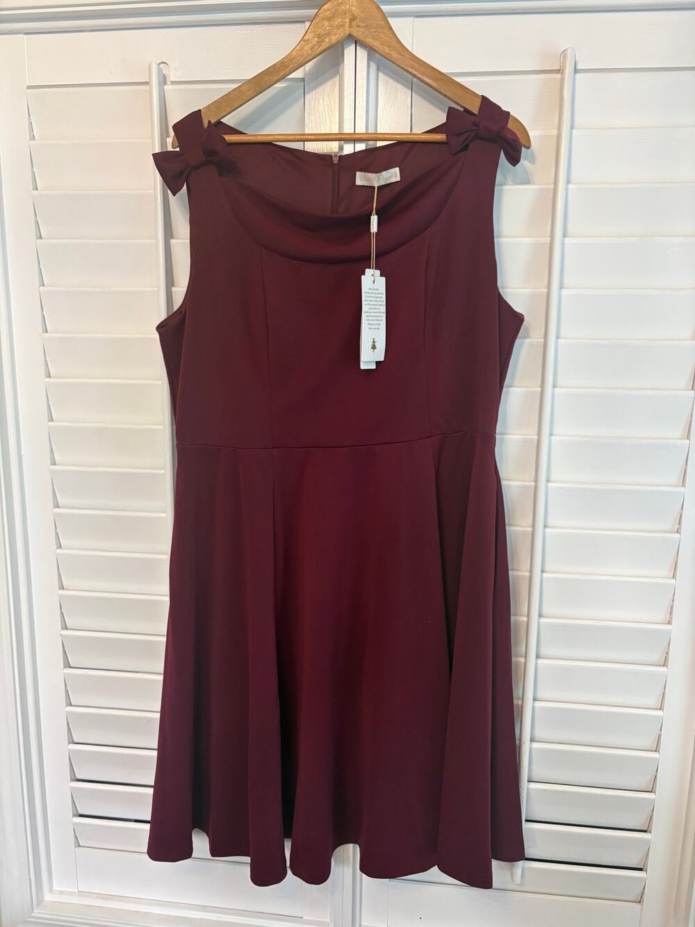 Burgundy Bow Shoulder Dress Size 2X